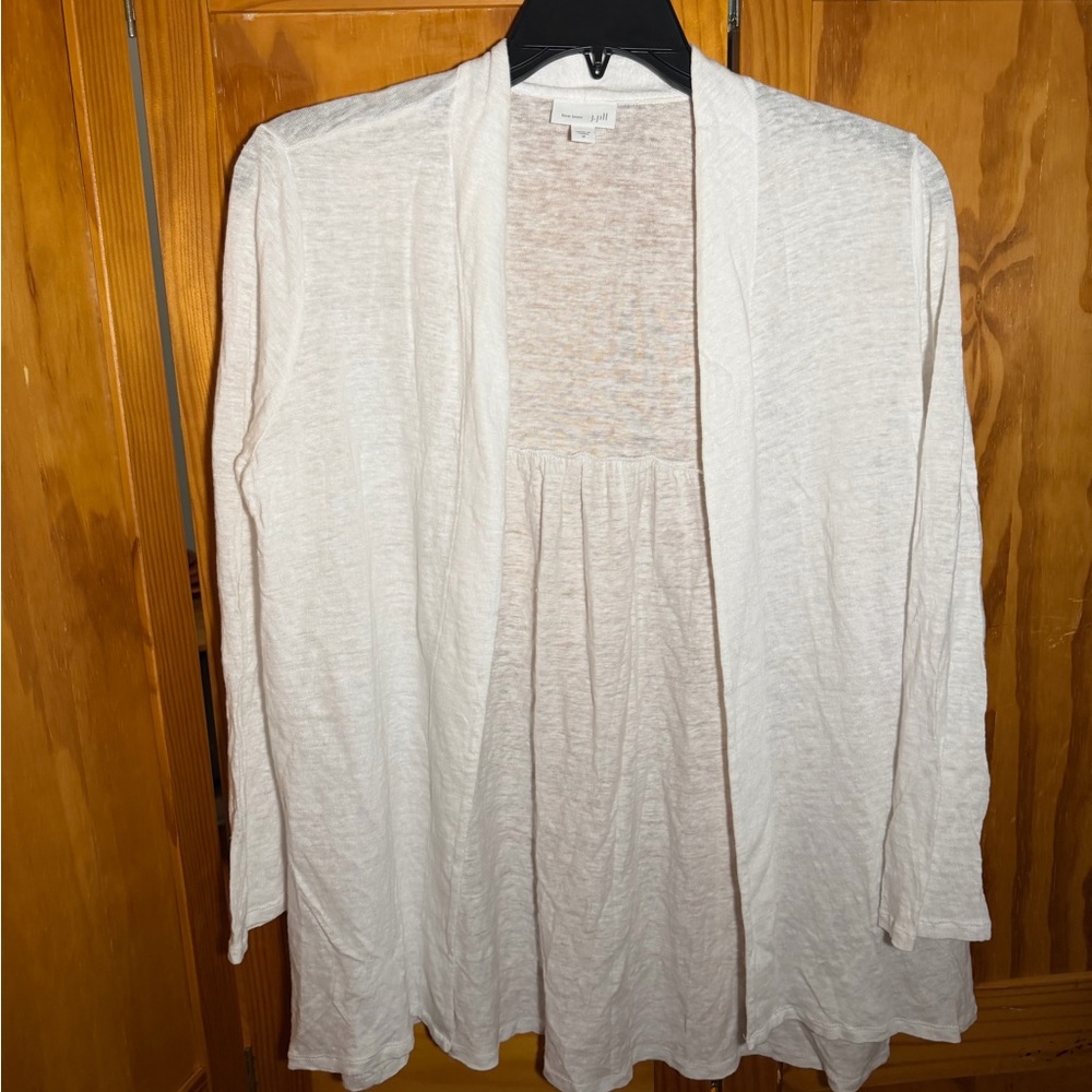 J. Jill Lightweight Open Front Cardigan in Cream